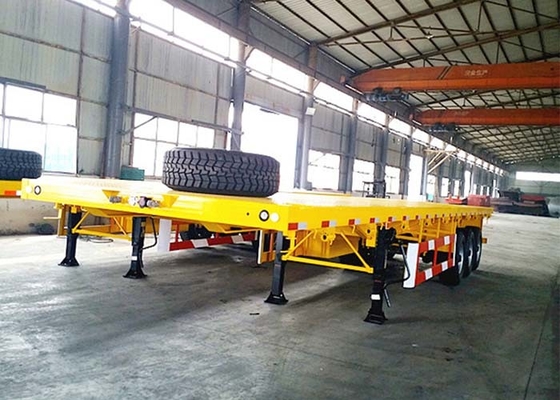 Low Bed  FUWA Flatbed Truck Trailer 2500mm 4 Axle Flatbed Trailer
